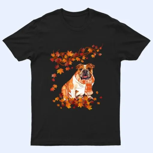 Fun English Bulldog Thanksgiving Autumn Dog Lover Gifts T Shirt