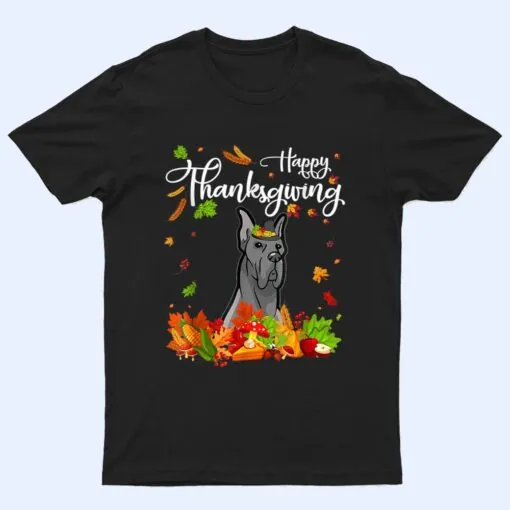 Fun Great Dane Thanksgiving Autumn Dog Lover T Shirt