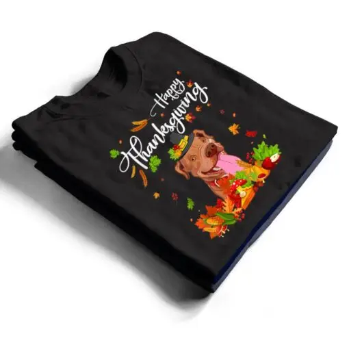 Fun Pitbull Thanksgiving Autumn Dog Lover T Shirt