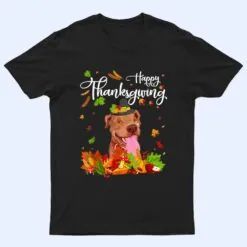 Fun Pitbull Thanksgiving Autumn Dog Lover T Shirt