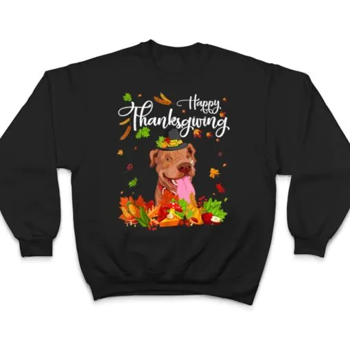 Fun Pitbull Thanksgiving Autumn Dog Lover T Shirt