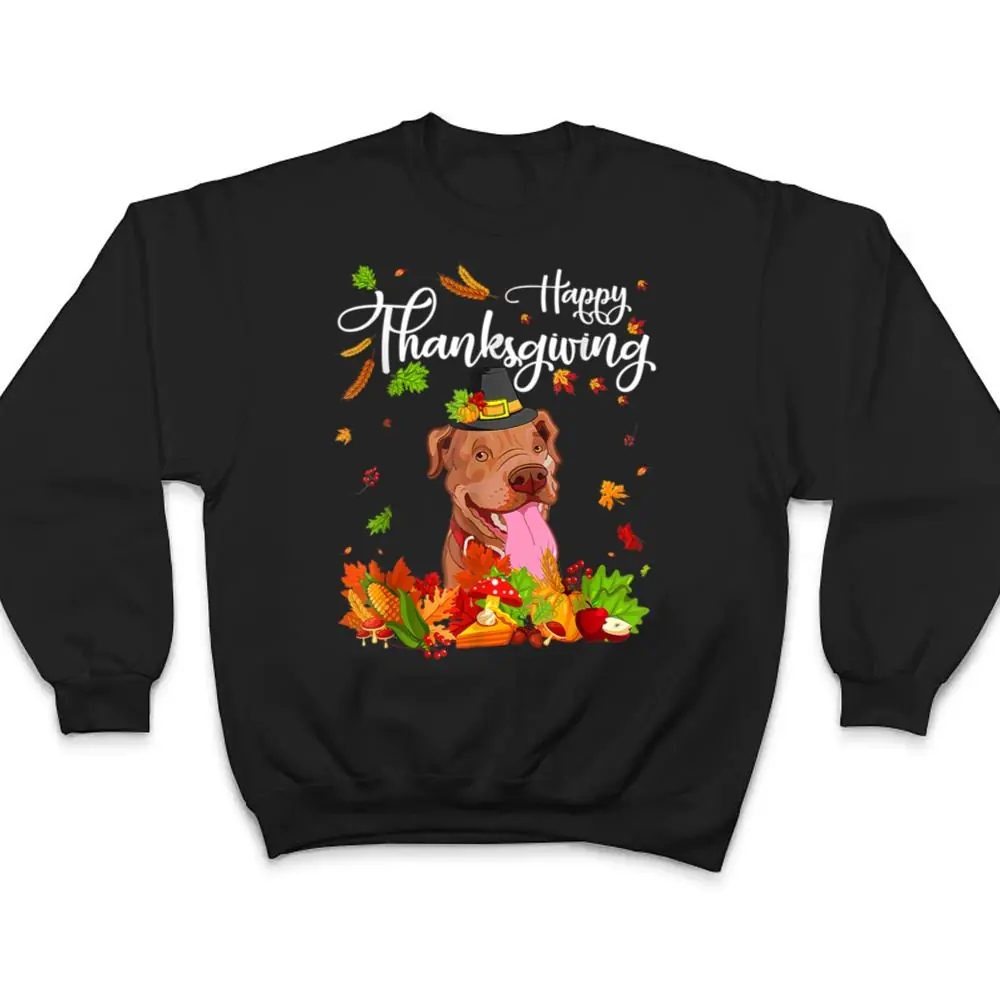 Fun-Pitbull-Thanksgiving-Autumn-Dog-Lover-T-Shirt-4 Fun Pitbull Thanksgiving Autumn Dog Lover T Shirt