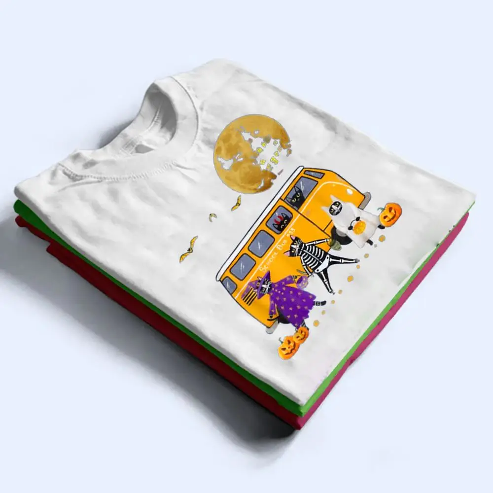 Funny-Black-Cat-Halloween-School-Bus-First-Day-Of-School-T-Shirt-1 Funny Black Cat Halloween School Bus First Day Of School T Shirt
