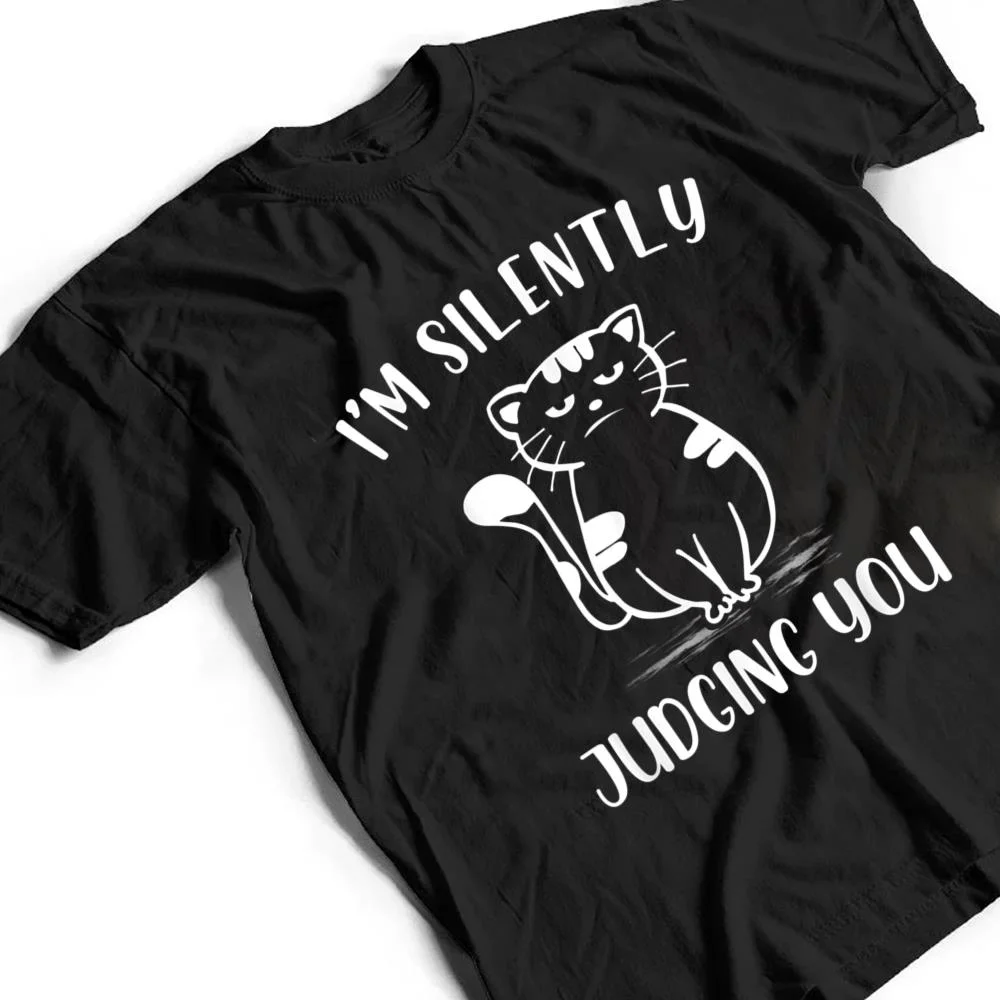Funny-Black-Cat-Im-Silently-Judging-You-Retro-T-Shirt-2 Funny Black Cat I'm Silently Judging You Retro T Shirt
