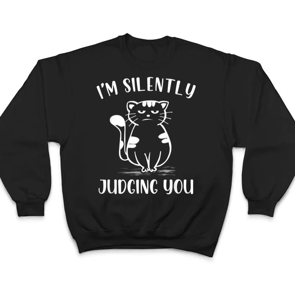 Funny-Black-Cat-Im-Silently-Judging-You-Retro-T-Shirt-4 Funny Black Cat I'm Silently Judging You Retro T Shirt