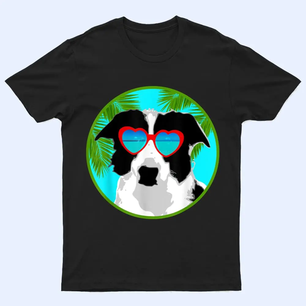 Funny Border Collie Dog With Sunglasses on the Beach T Shirt Funny Border Collie Dog With Sunglasses on the Beach T Shirt