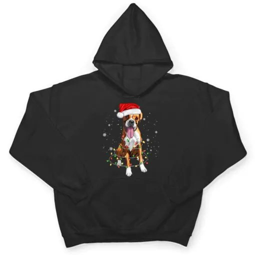 Funny Boxer Dog Tree Christmas Lights Xmas Pajama Matching T Shirt