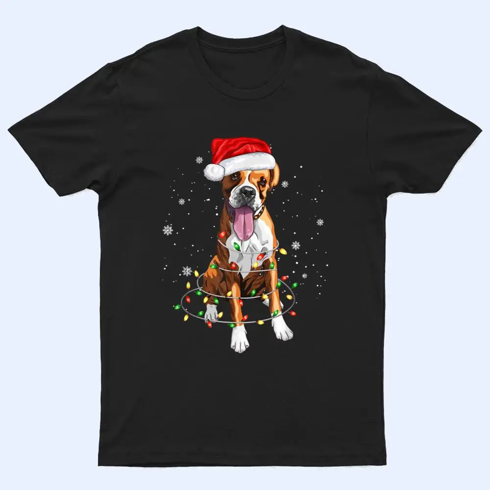 Funny Boxer Dog Tree Christmas Lights Xmas Pajama Matching T Shirt Funny Boxer Dog Tree Christmas Lights Xmas Pajama Matching T Shirt