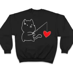 Funny Cat Fishing Heart Valentines Day T Shirt Funny Cat Fishing Heart Valentines Day T Shirt