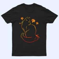 Funny Cat Leaf Fall Hello Autumn For Cute Kitten Lover T Shirt