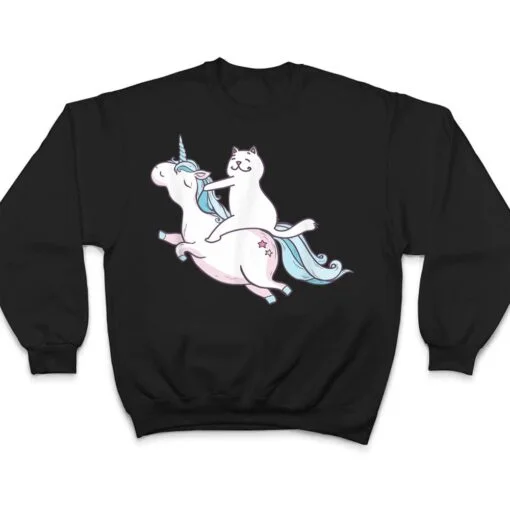 Funny Cat Riding Unicorn T-Shirt Hipster Always Be You Kitty T Shirt