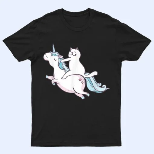 Funny Cat Riding Unicorn T-Shirt Hipster Always Be You Kitty T Shirt