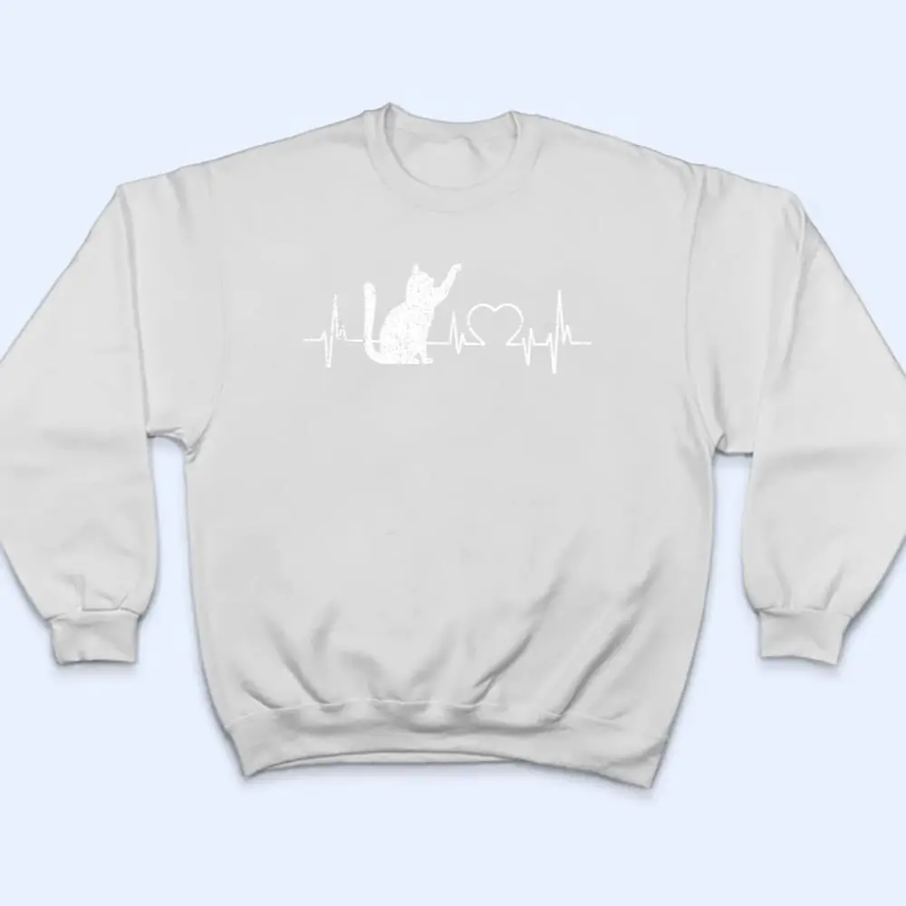 Funny-Cat-for-Women-Meowy-Cute-Cat-Lover-Heartbeat-T-Shirt-4 Funny Cat for Women - Meowy Cute Cat Lover Heartbeat T Shirt