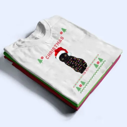 Funny Cat lovers Cute Cat Santa Hat Ugly Christmas Sweater Premium T Shirt