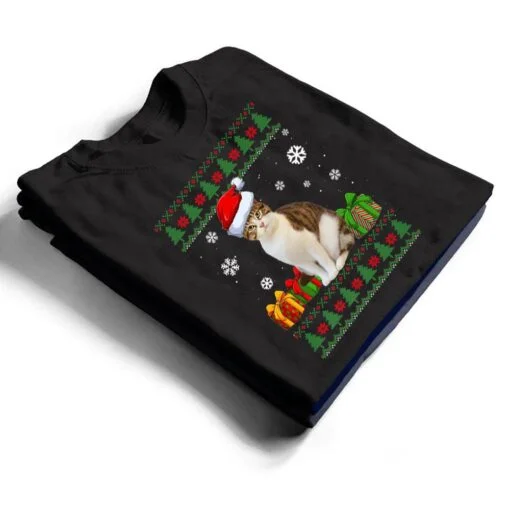 Funny Cat lovers Cute Cat Santa Hat Ugly Christmas Ver 2 T Shirt