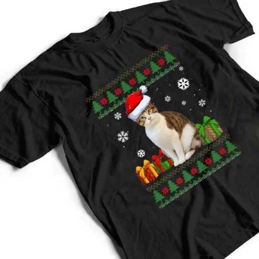 Funny Cat lovers Cute Cat Santa Hat Ugly Christmas Ver 2 T Shirt