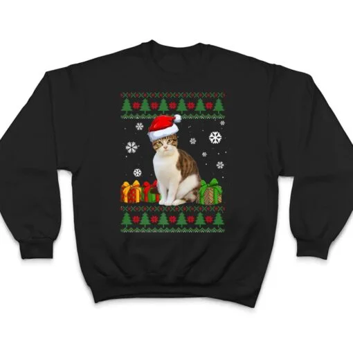 Funny Cat lovers Cute Cat Santa Hat Ugly Christmas Ver 2 T Shirt