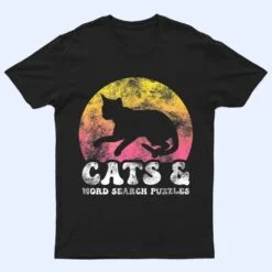 Funny Cats Word Search Puzzles Vintage Retro Hobby T Shirt