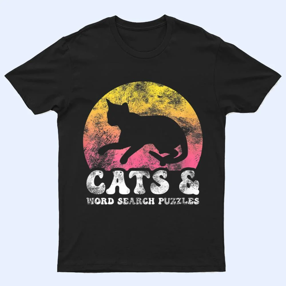 Funny Cats Word Search Puzzles Vintage Retro Hobby T Shirt Funny Cats Word Search Puzzles Vintage Retro Hobby T Shirt