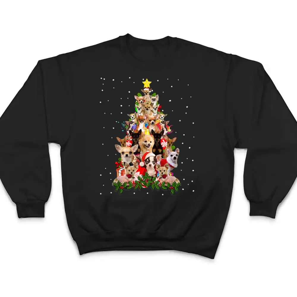 Funny Chihuahua Christmas Tree Xmas For Chihuahua Dogs Lover T Shirt