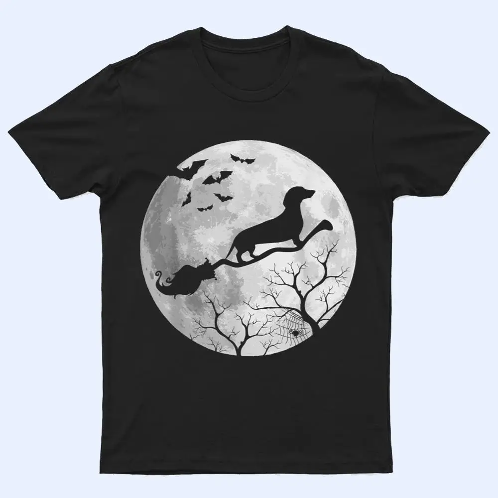 Funny Dachshund Flying Witch Costume Halloween Dog Mom T Shirt Funny Dachshund Flying Witch Costume Halloween Dog Mom T Shirt