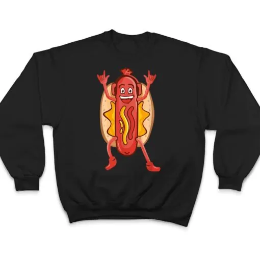 Funny Dancing Hot Dog Design For Kids Boys Girls Hotdog Gag Ver 2 T Shirt