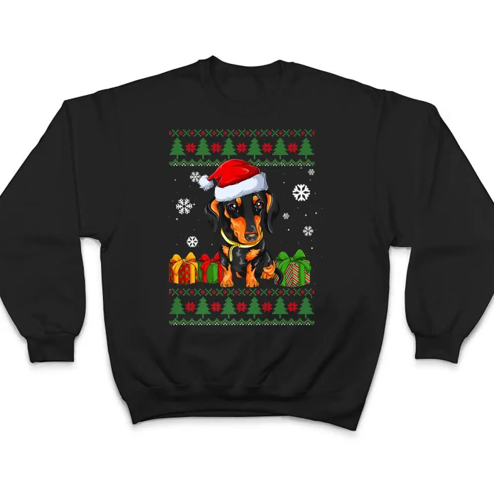 Funny-Dog-lovers-Dachshund-Santa-Hat-Christmas-Ver-2-T-Shirt-4 Funny Dog lovers Dachshund Santa Hat Christmas Ver 2 T Shirt