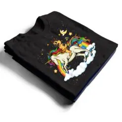 Funny German Shepherd Dog Riding Unicorn & Rainbow T Shirt Funny German Shepherd Dog Riding Unicorn & Rainbow T Shirt