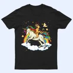 Funny German Shepherd Dog Riding Unicorn & Rainbow T Shirt