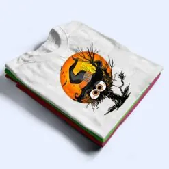 Funny Halloween Black Cat Costume Witch Hat & Moon T Shirt Funny Halloween Black Cat Costume Witch Hat & Moon T Shirt