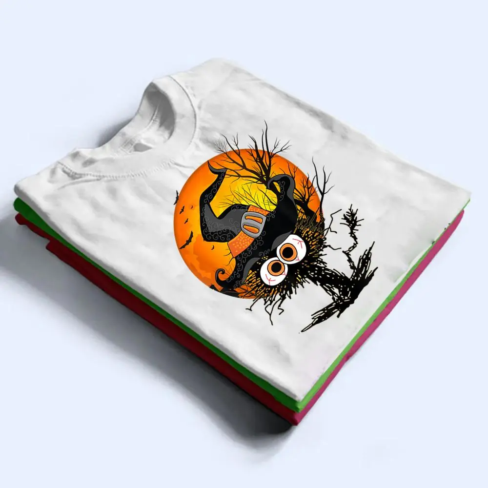 Funny-Halloween-Black-Cat-Costume-Witch-Hat-Moon-T-Shirt-1 Funny Halloween Black Cat Costume Witch Hat & Moon T Shirt