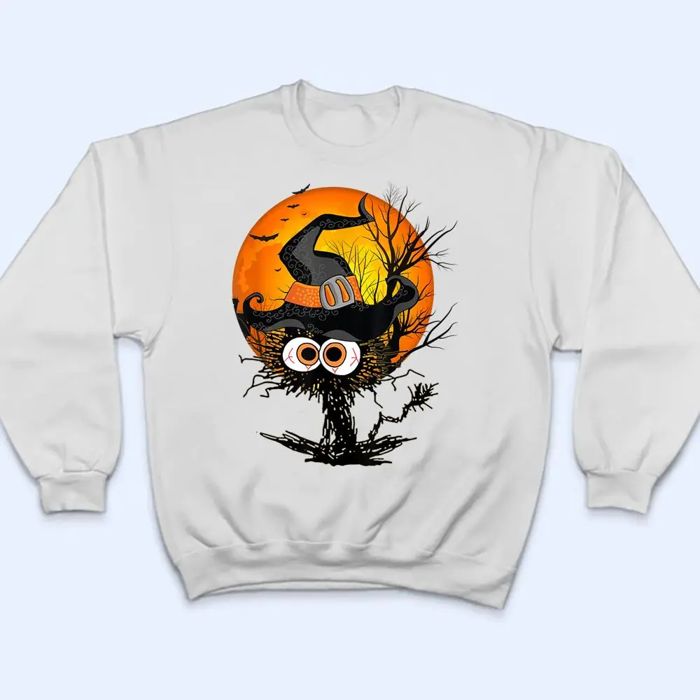 Funny-Halloween-Black-Cat-Costume-Witch-Hat-Moon-T-Shirt-4 Funny Halloween Black Cat Costume Witch Hat & Moon T Shirt