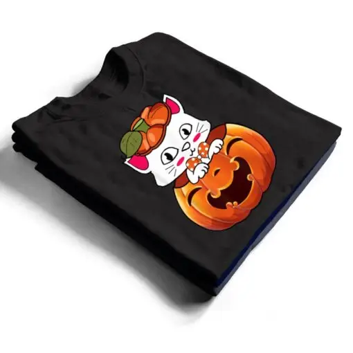 Funny Halloween Jack-O-Lantern Pumpkin Cat Gifts T Shirt