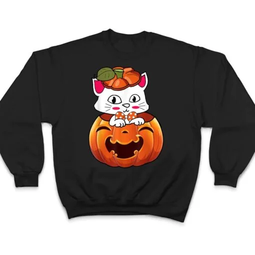 Funny Halloween Jack-O-Lantern Pumpkin Cat Gifts T Shirt