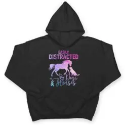 Funny Horse Women Girls Easily Distracted By Dogs & Horses T Shirt Funny Horse Women Girls Easily Distracted By Dogs & Horses T Shirt