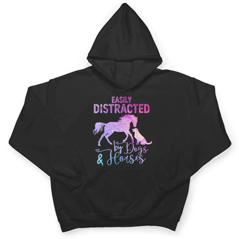 Funny-Horse-Women-Girls-Easily-Distracted-By-Dogs-Horses-T-Shirt-3 Funny Horse Women Girls Easily Distracted By Dogs & Horses T Shirt