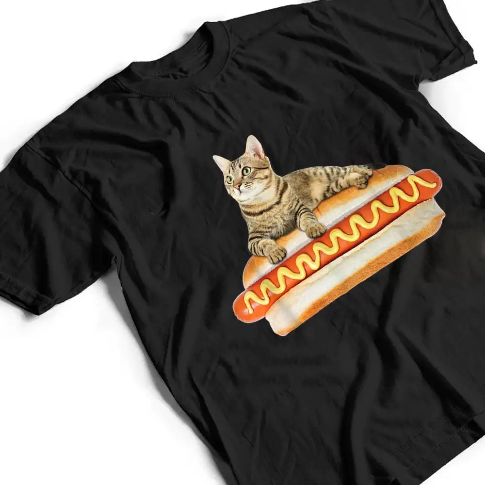 Funny-Hot-Dog-Cat-by-Zany-Brainy-Cute-Kitty-Food-T-Shirt-2 Funny Hot Dog Cat by Zany Brainy, Cute Kitty Food T Shirt