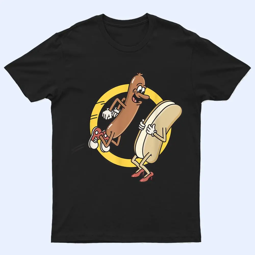 Funny Hot Dog Jumping Into A Bun T Shirt Funny Hot Dog Jumping Into A Bun T Shirt
