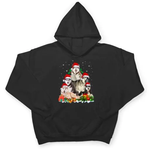 Funny Husky Dog Christmas Tree Cute Xmas T Shirt