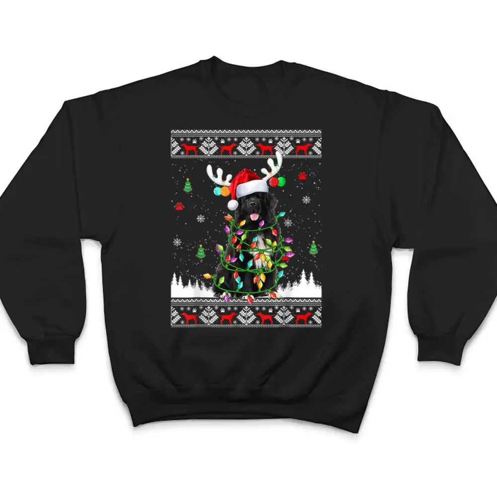 Funny-Newfoundland-Dog-Christmas-Lights-Christmas-T-Shirt-4 Funny Newfoundland Dog Christmas Lights Christmas T Shirt