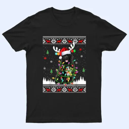 Funny Newfoundland Dog Christmas Lights Christmas T Shirt