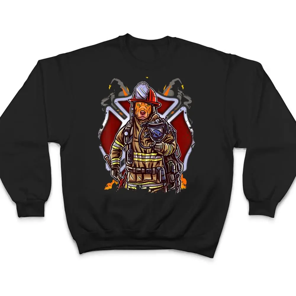Funny-Pitbull-Firefighter-Fireman-Costume-Firefighting-Dog-T-Shirt-4 Funny Pitbull Firefighter Fireman Costume Firefighting Dog T Shirt