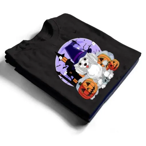 Funny Poodle Dog Halloween Witch Pumpkin T Shirt