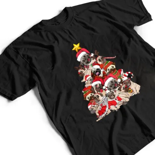 Funny Pug Christmas Tree Dog Santa Merry Pugmas Xmas Gifts T Shirt