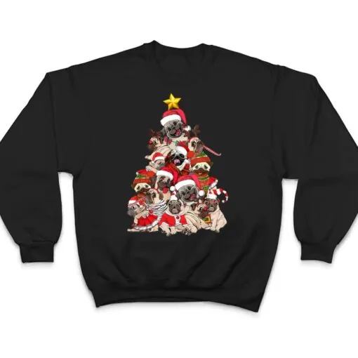 Funny Pug Christmas Tree Dog Santa Merry Pugmas Xmas Gifts T Shirt