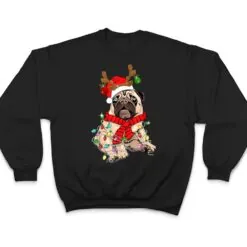 Funny Pug Dog Reindeer Antlers Lights Christmas Pajama Xmas T Shirt Funny Pug Dog Reindeer Antlers Lights Christmas Pajama Xmas T Shirt