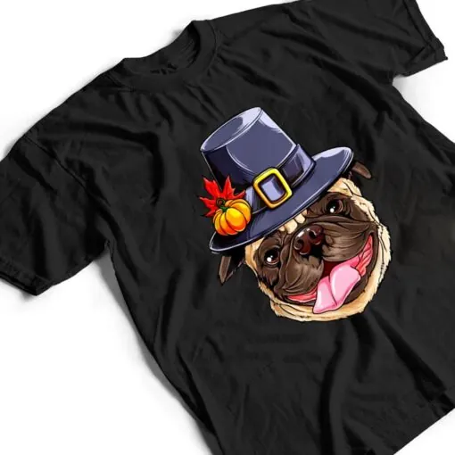 Funny Pug Thanksgiving Pug Dog Hat Autumn Pumpkin T Shirt