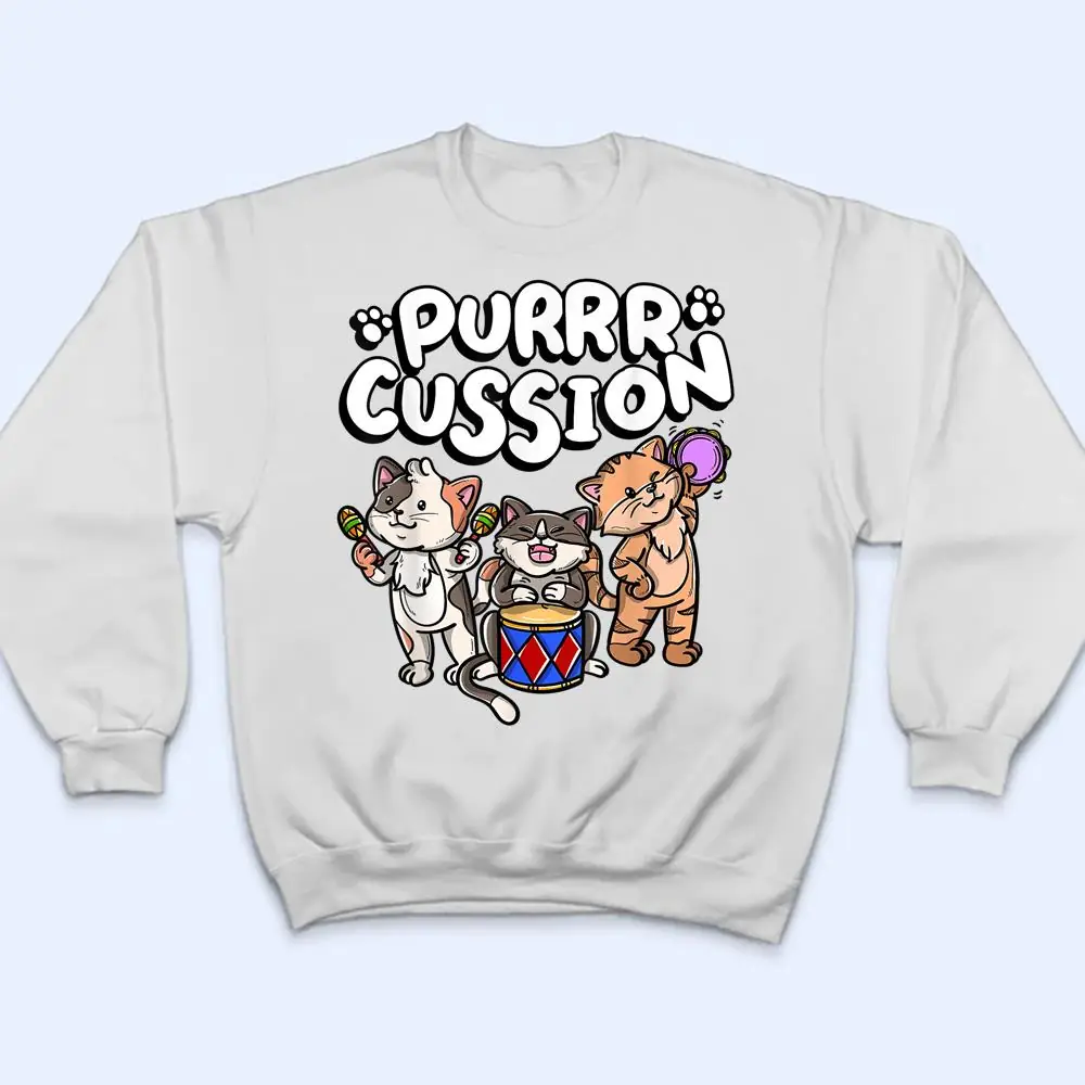 Funny-Purrr-Cussion-Kitty-Cat-Percussion-Player-Music-T-Shirt-4 Funny Purrr Cussion Kitty Cat Percussion Player Music T Shirt