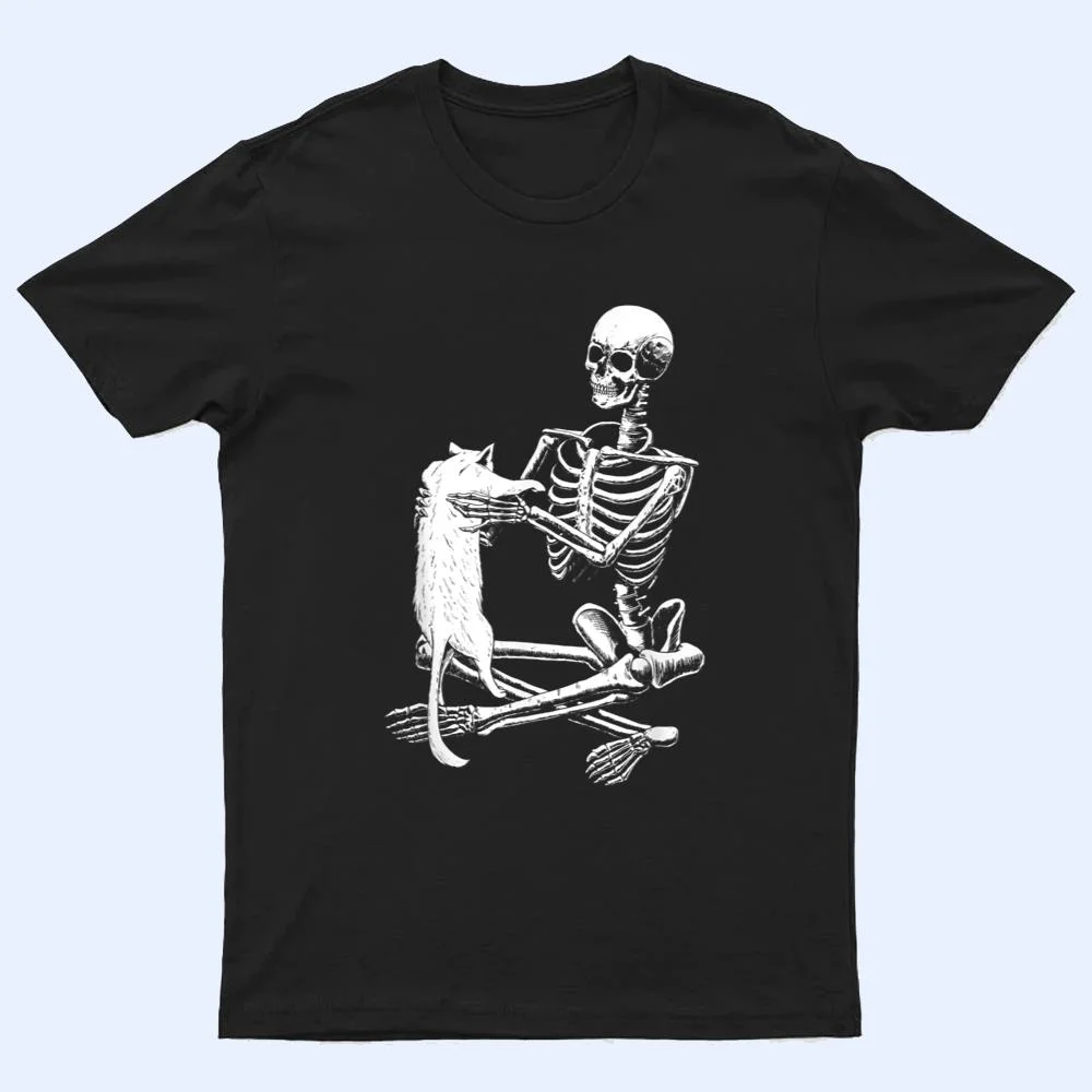 Funny Skeleton Holding A Cat Halloween T Shirt Funny Skeleton Holding A Cat Halloween T Shirt