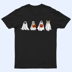Funny Spooky Season Retro Jackolantern Ghost Dog Halloween T Shirt